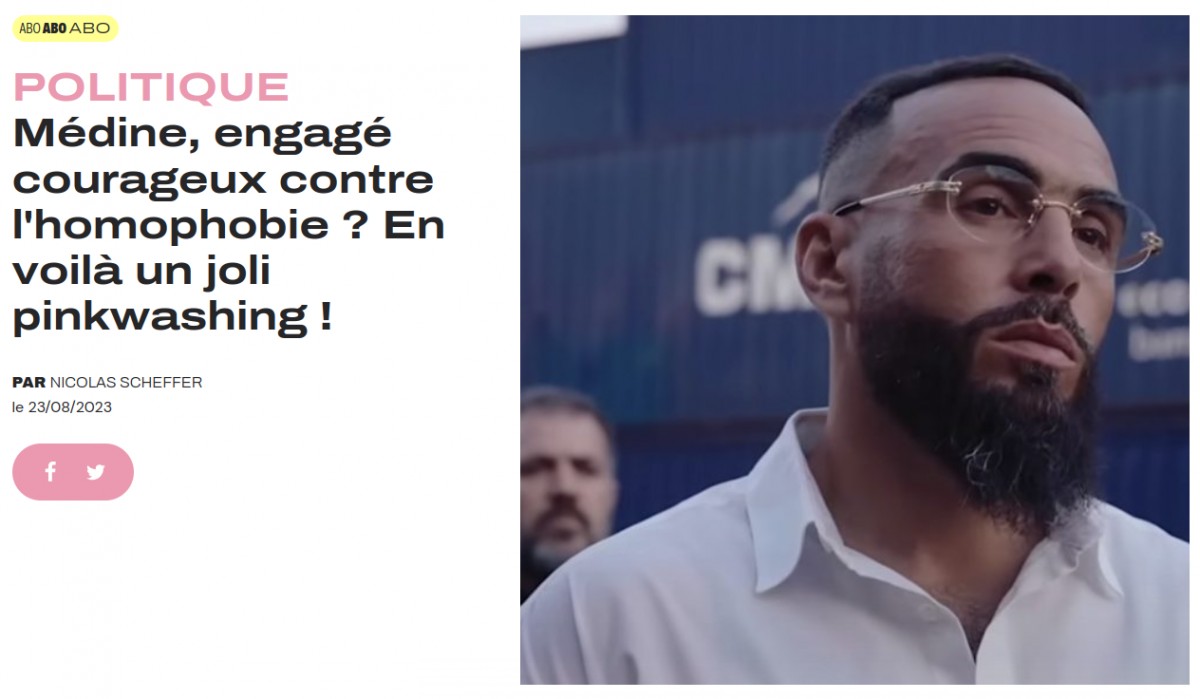 Soutien : Têtu prend position et dénonce le PinkWashing du rappeur Médine