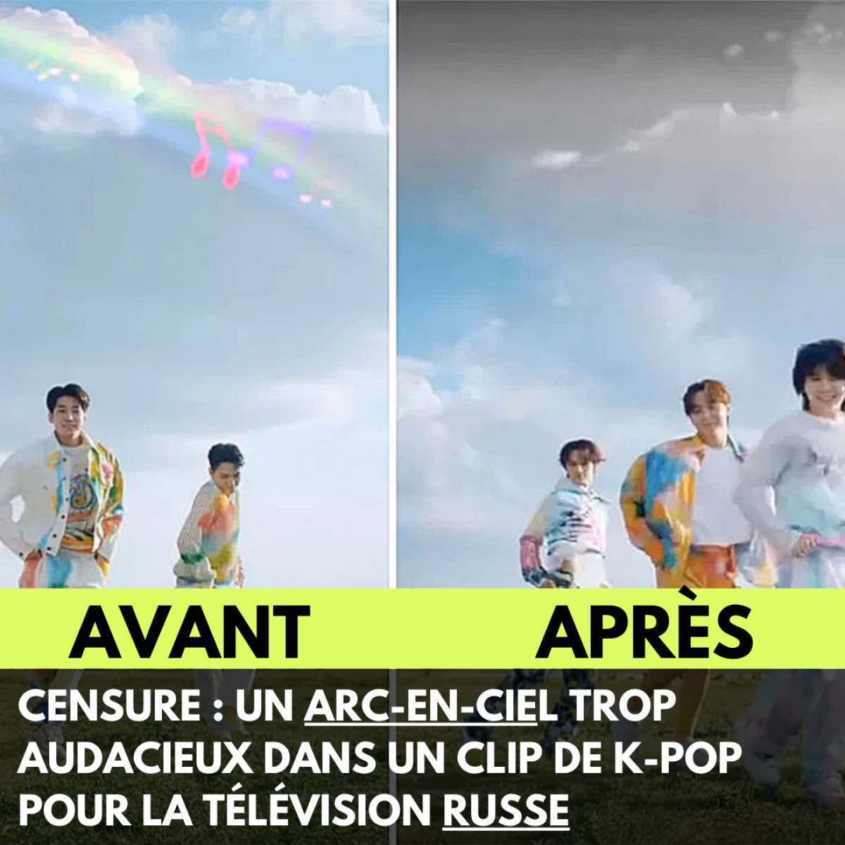 Censure : Un arc-en-ciel trop audacieux dans un clip de K-POP pour la Télévision Russe